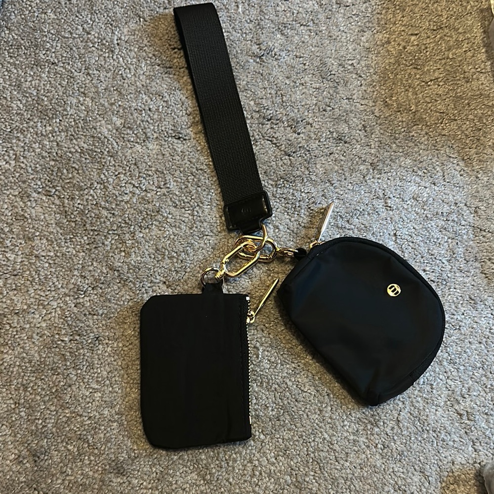 Black Keychain Wallet and Pouch Set
